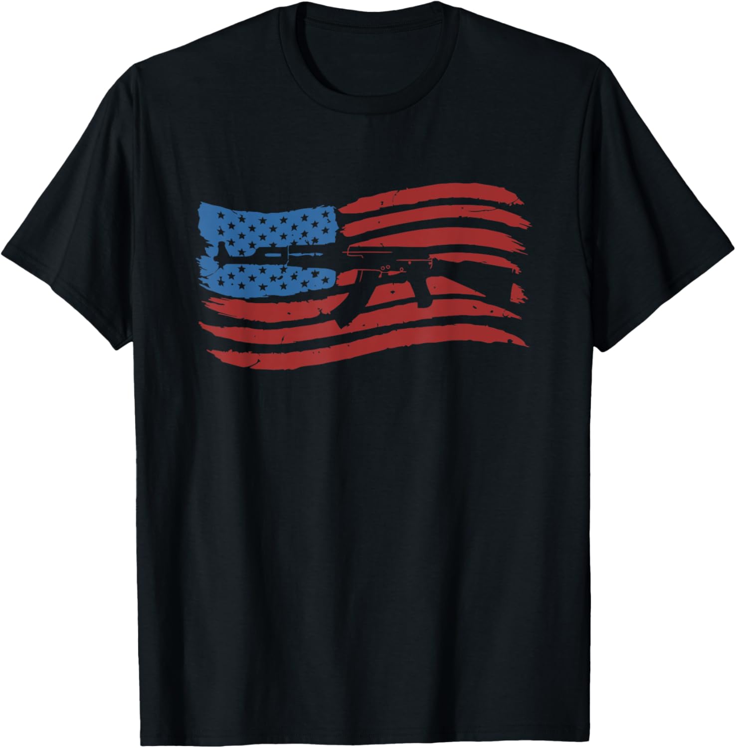 American Flag With Ak 47 Graphic Guns T Shirt T Shirt Women