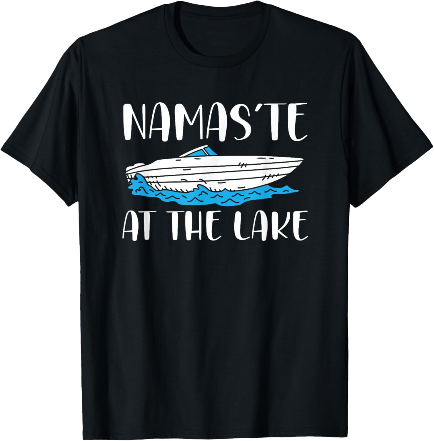 Funny Namaste At Lake Serene Boat Water Scene