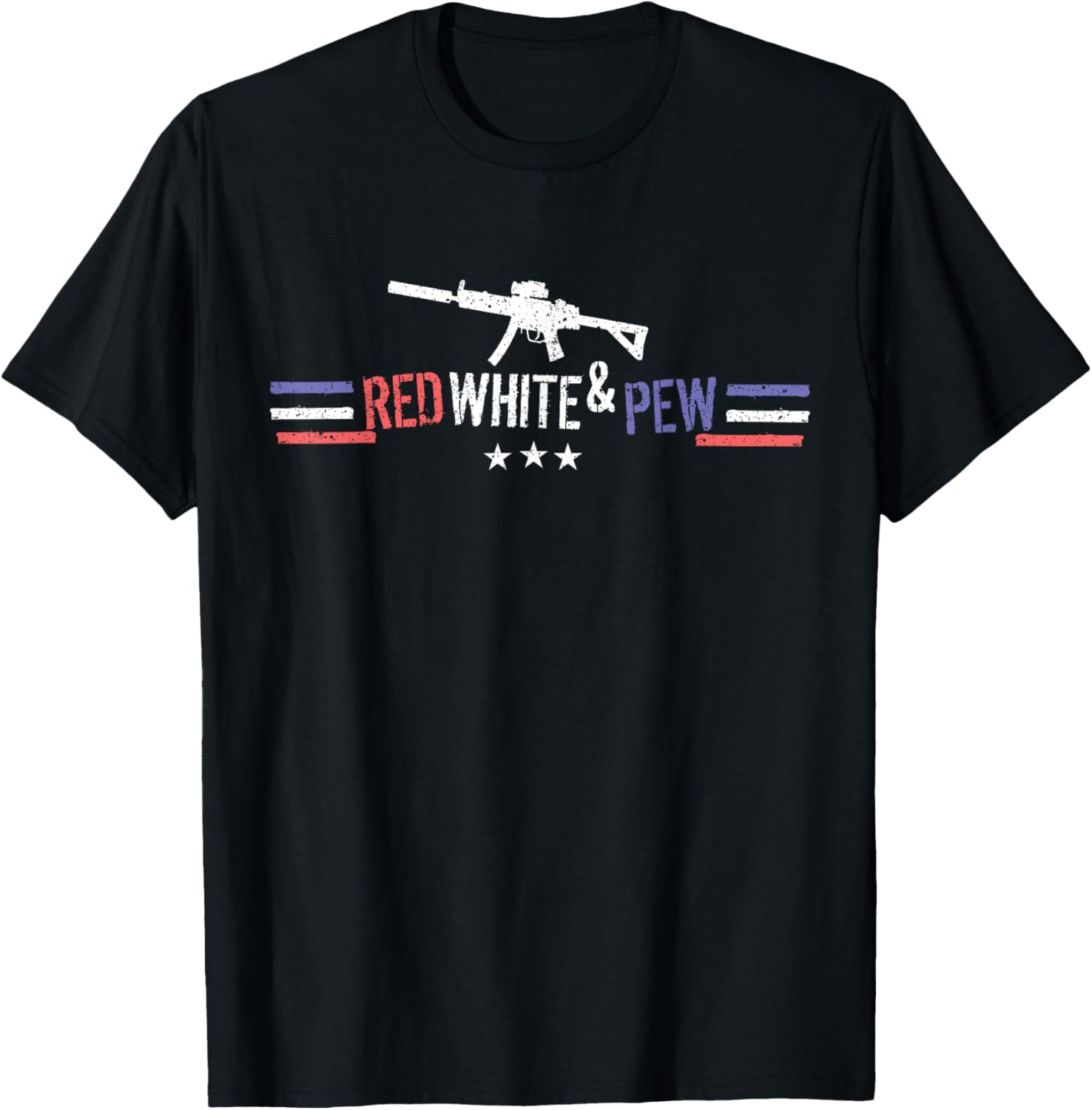 Red White Pew Funny Guns T Shirt