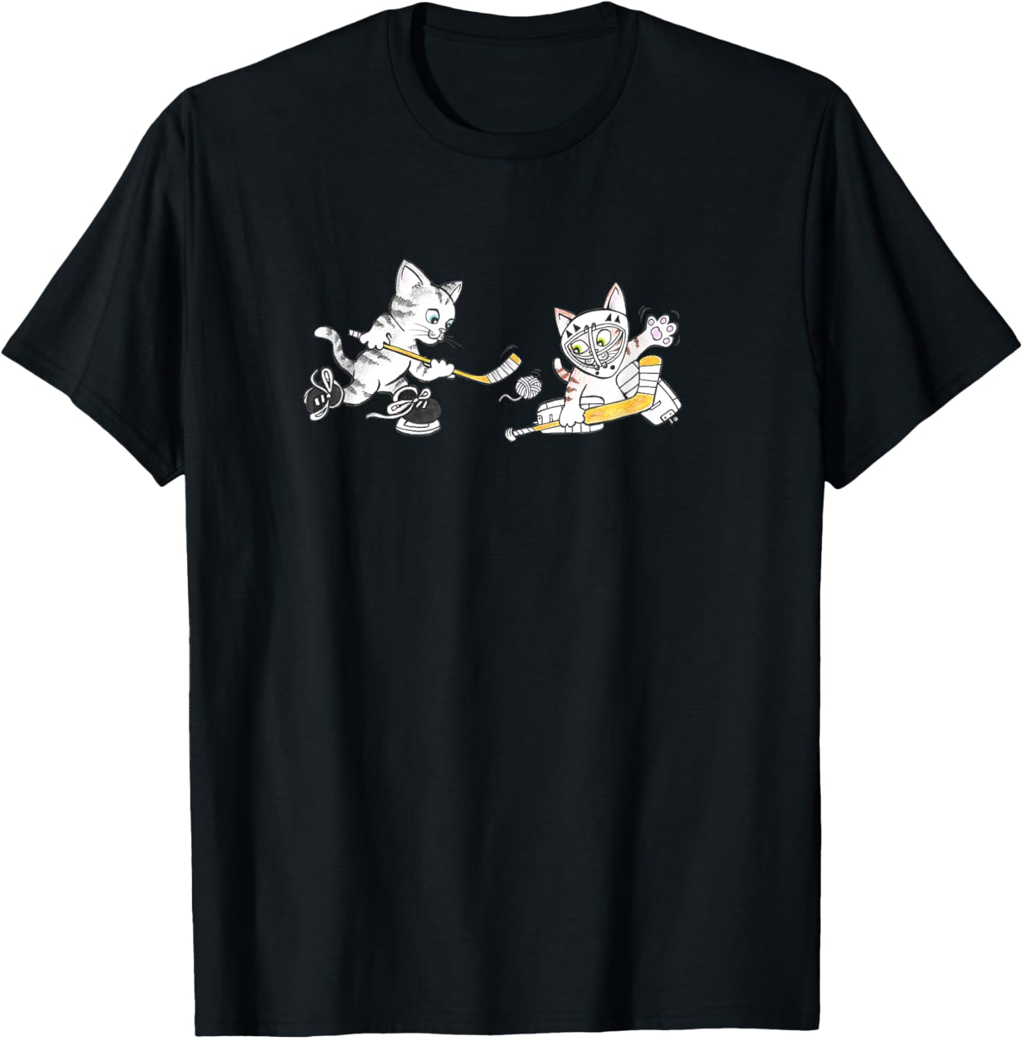 Cute Kittens Cat Playing Hockey Player Goalie Yarn Puck