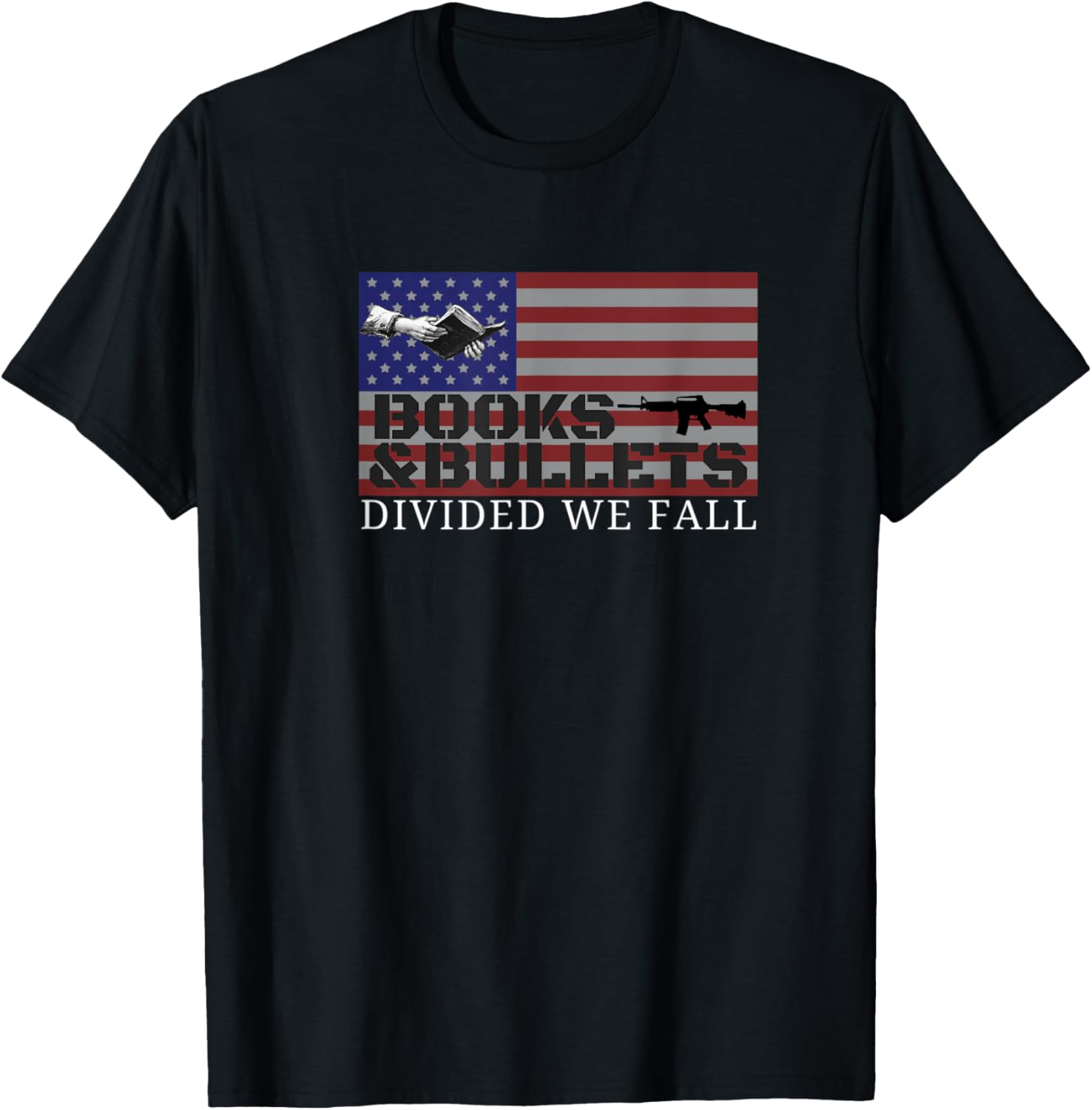 Books Bullets Pro Gun Pro Second Divided We Fall T Shirt