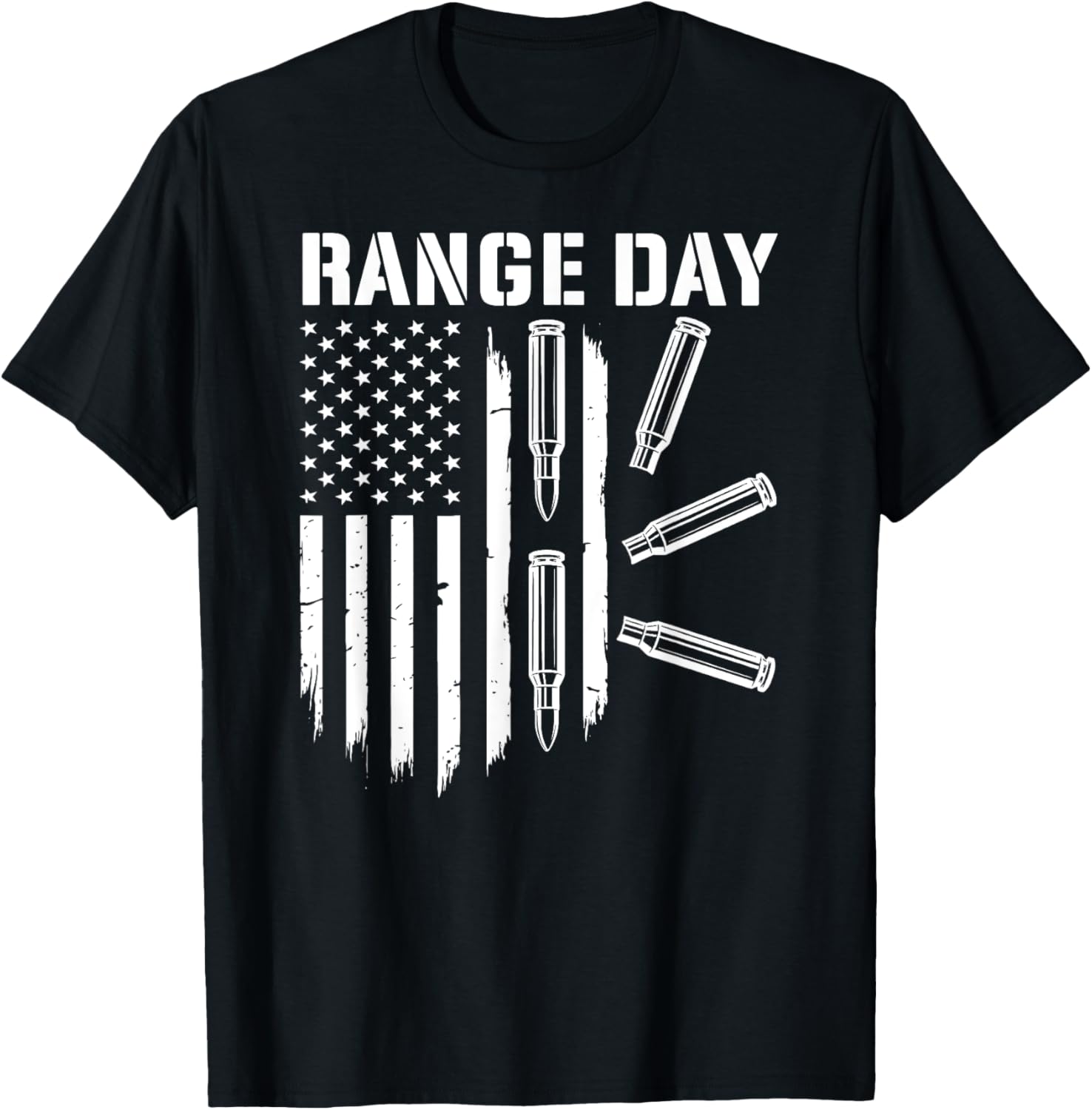 Military Rifle Range Day American Flag Bullet Semi Automatic T Shirt Women