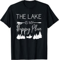 Lake Is My Happy Place Boat Man Forest Silhouette