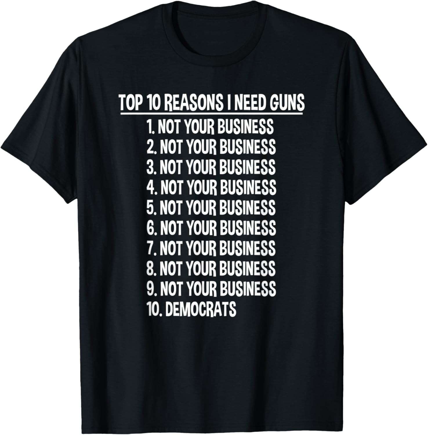 Top 10 Reasons I Need Guns 2Nd Amendment Tee Anti Democrat