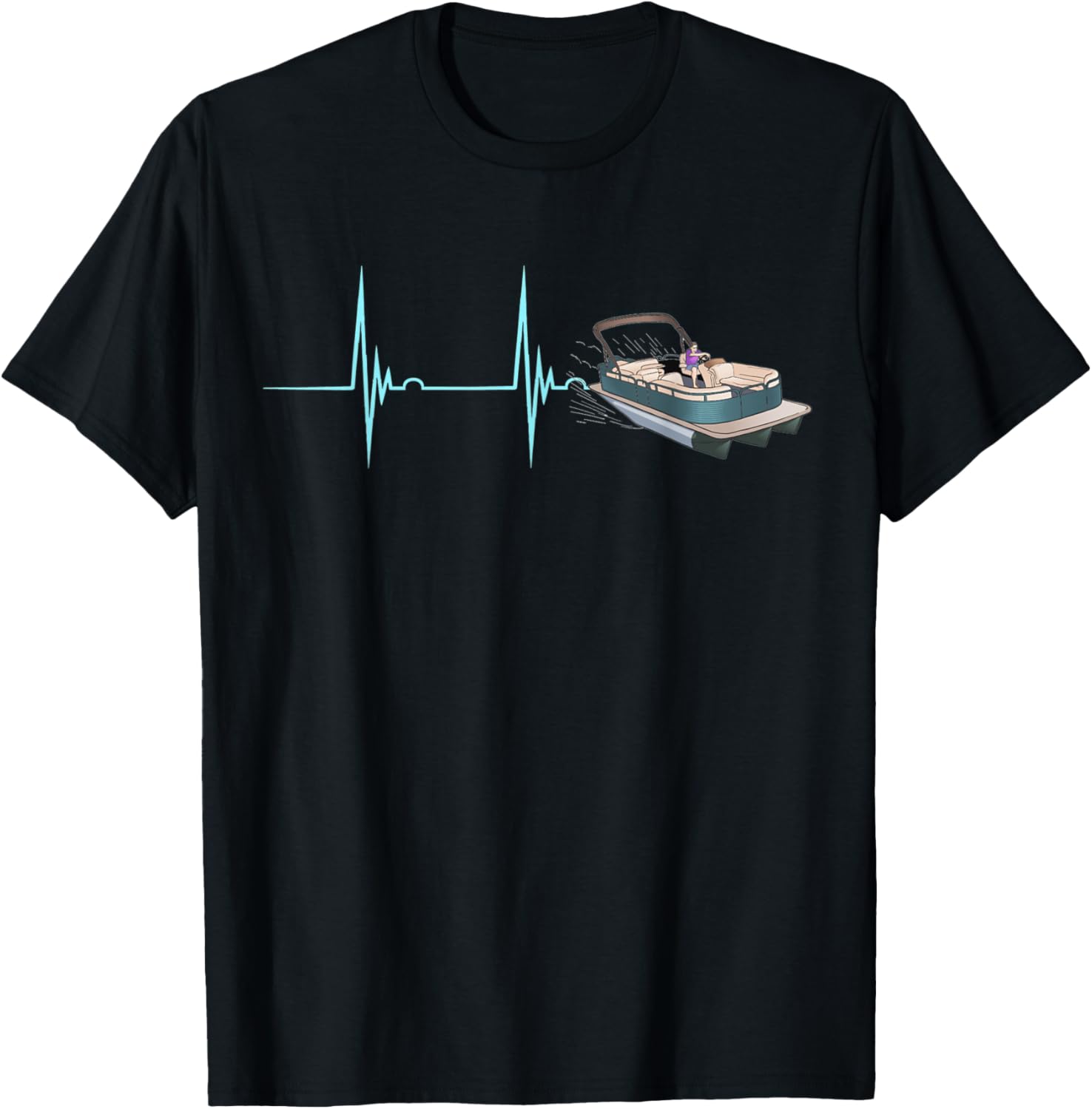 Pontoon Captain Heartbeat Ekg Pulse Boating River Pontooning
