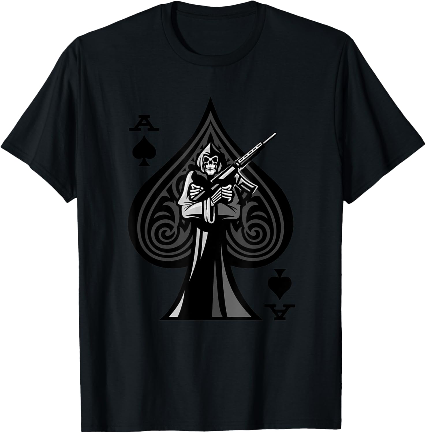 Ace Of Spades Grim Reaper Poker Card Death Gun Rifle