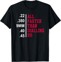 All Faster Than Dialling 911 Gun Ammo Funny Gun Owner