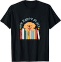 Dog Lover Bookworm, Read & Bark, Books & Dog My Happy Place T-Shirt for Men Women Girls Kids