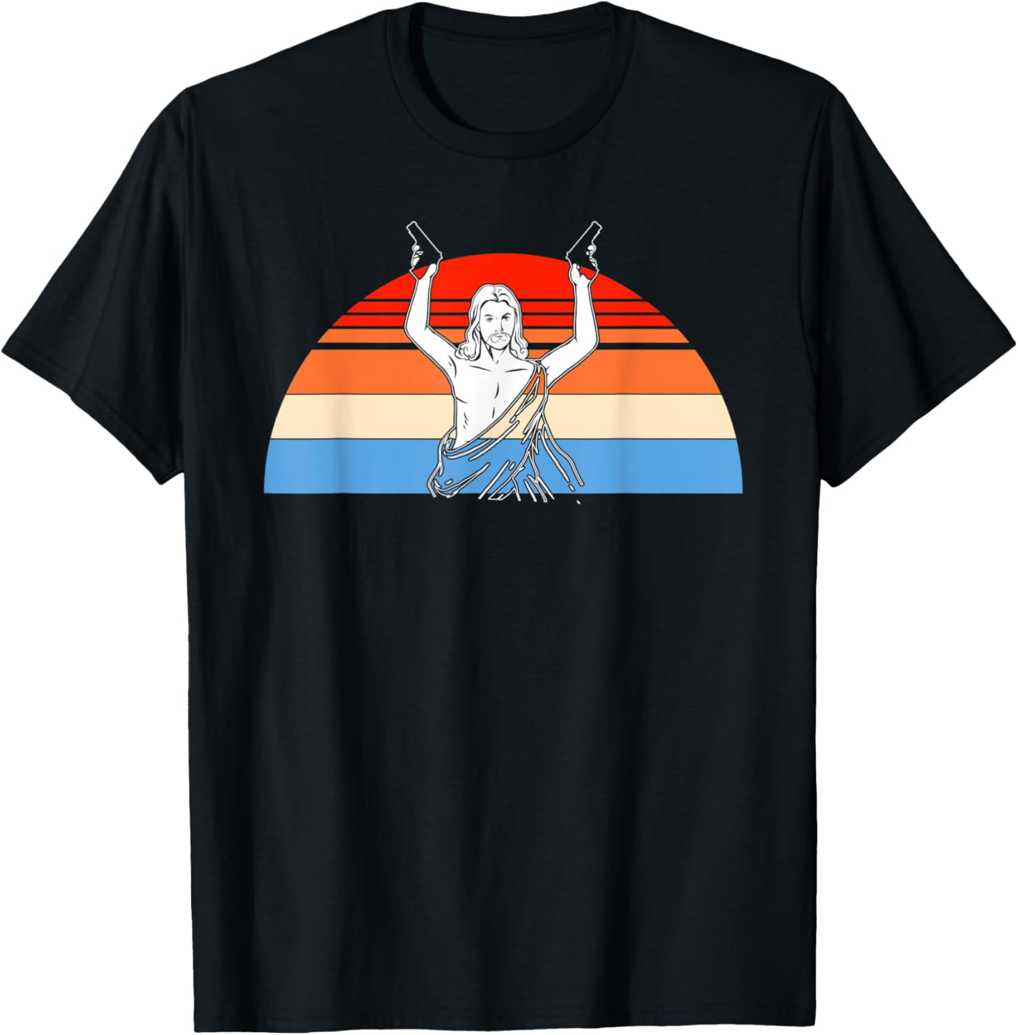 Vintage Retro Jesus With Gun