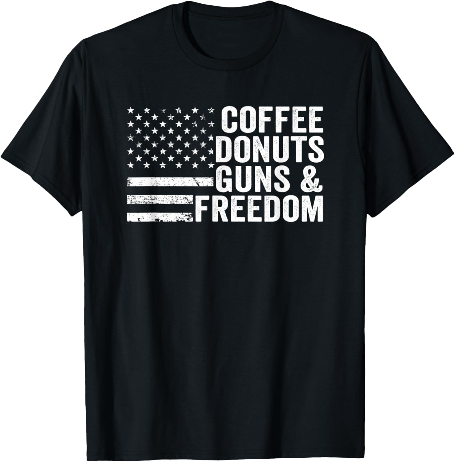 Coffee Donuts Guns Freedom American Flag Funny Gun Usa T Shirt Women