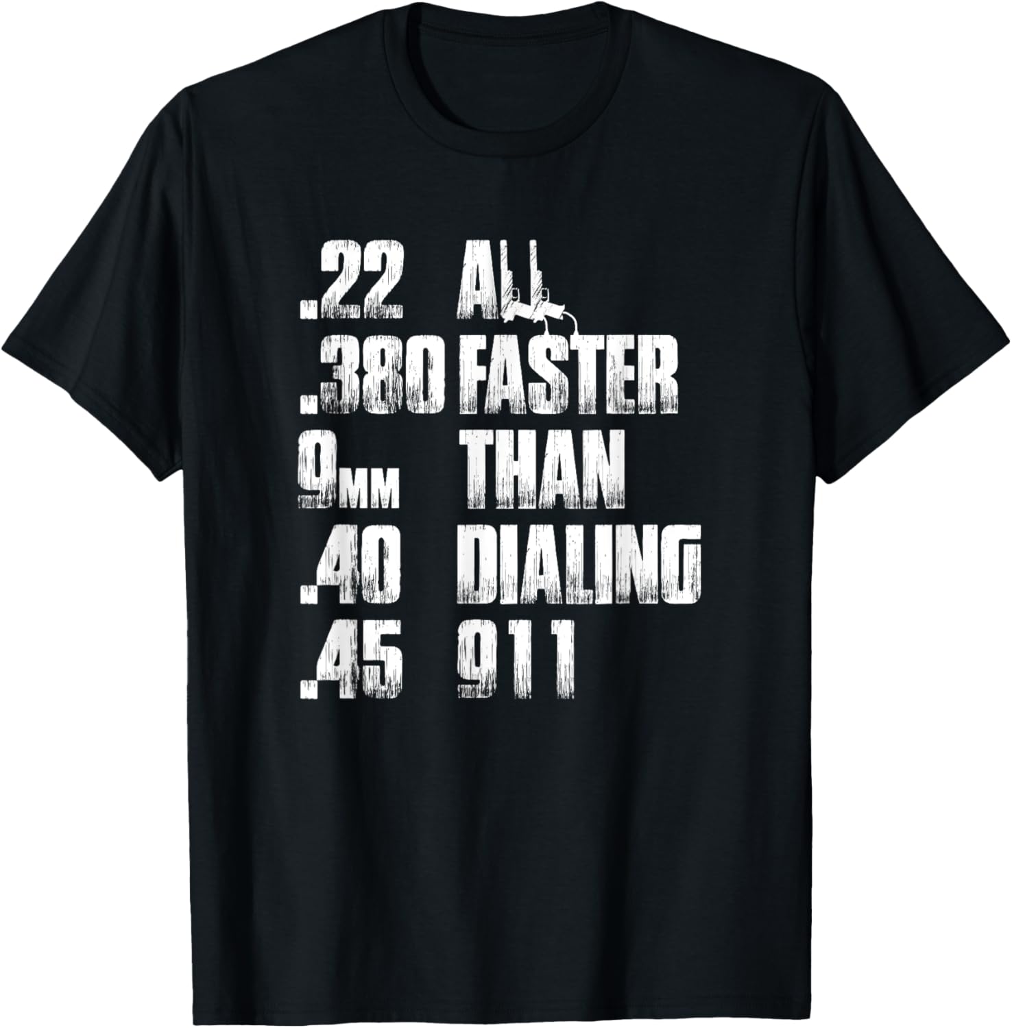 All Faster Than Dialing 911 T Shirt Funny Gun Lover Cop