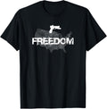 Mens Gun T Shirt Pistol Freedom Map Of America White