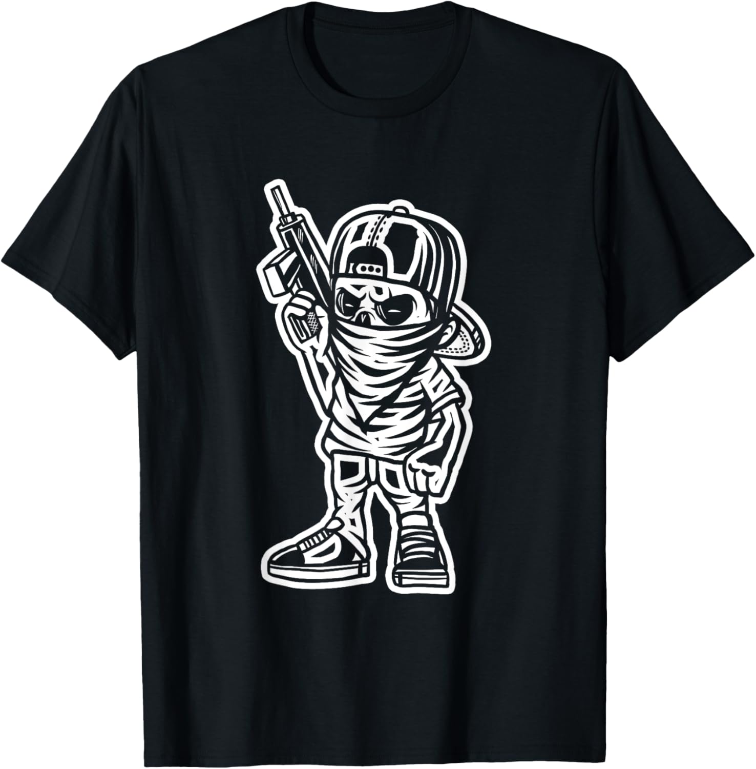 Funny Cartoon Character Badass With A Gun Gangster Chicano