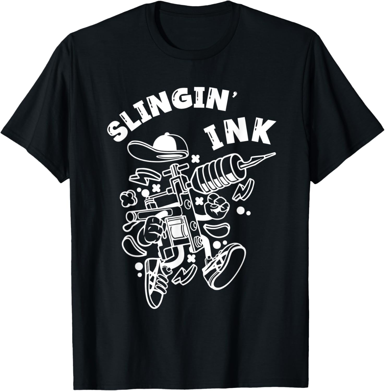 Funny Tattoo Artist Graffiti Slingin Ink Tattoo Gun Cartoon