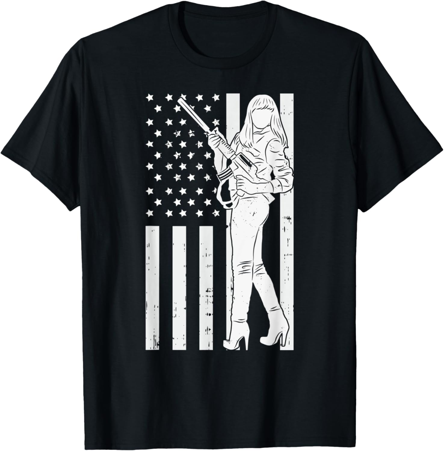 Womens Distressed American Flag Guns Pro Gun Owner Rights