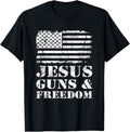 Jesus Guns Freedom Usa Flag Funny Christian Gun Owner T Shirt Women