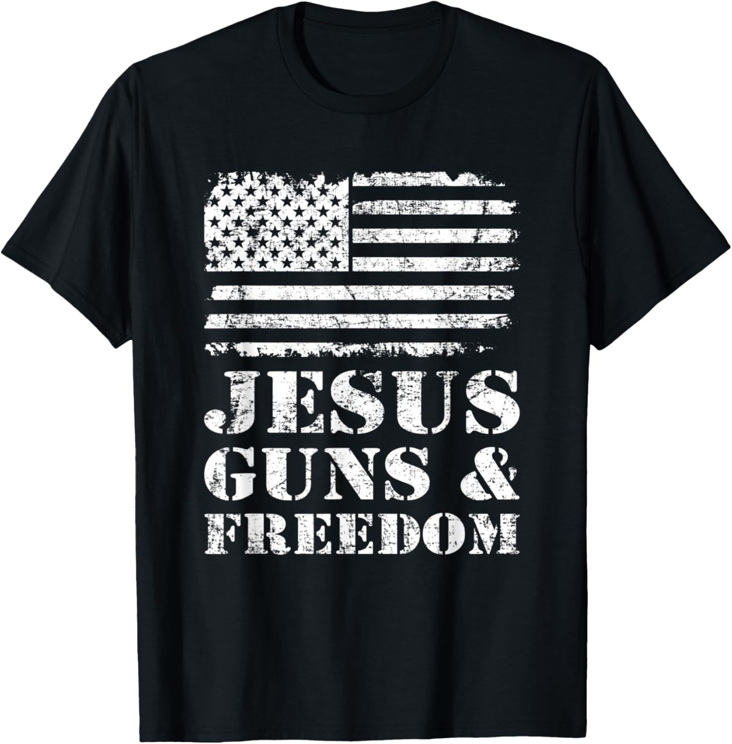 Jesus Guns Freedom Usa Flag Funny Christian Gun Owner T Shirt Women