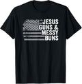 Jesus Guns Messy Buns Womens Pro Gun God American Flag