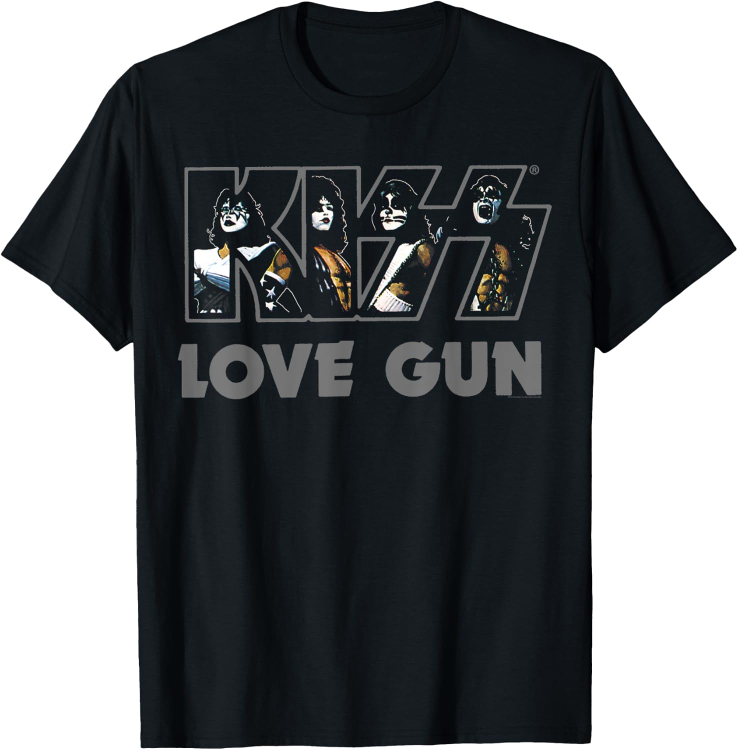 Kiss Black Modern Letter Print T Shirt Unisex Adults Small Crew Neck