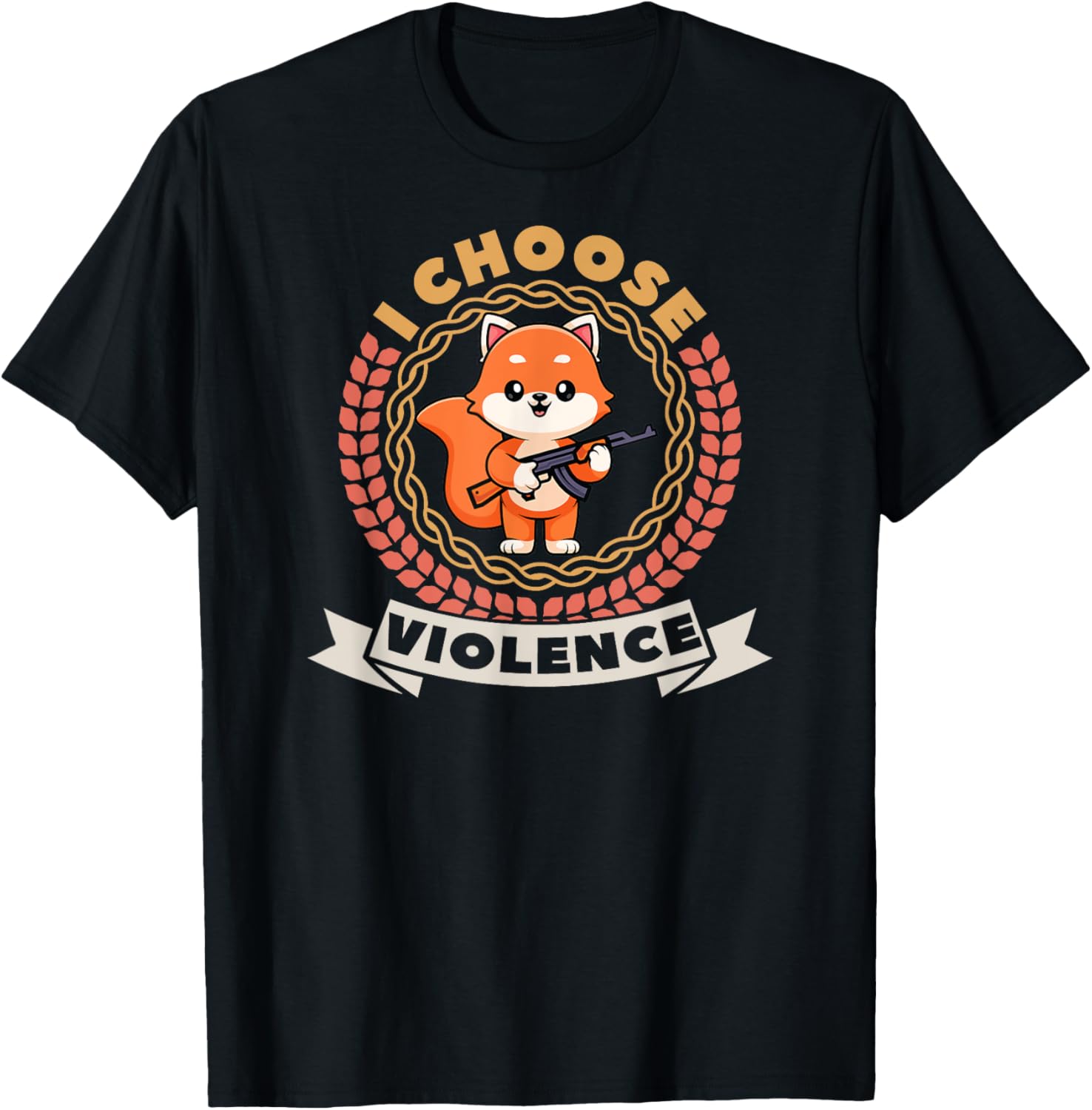 I Choose Violence Funny Cute Fox Holding Gun