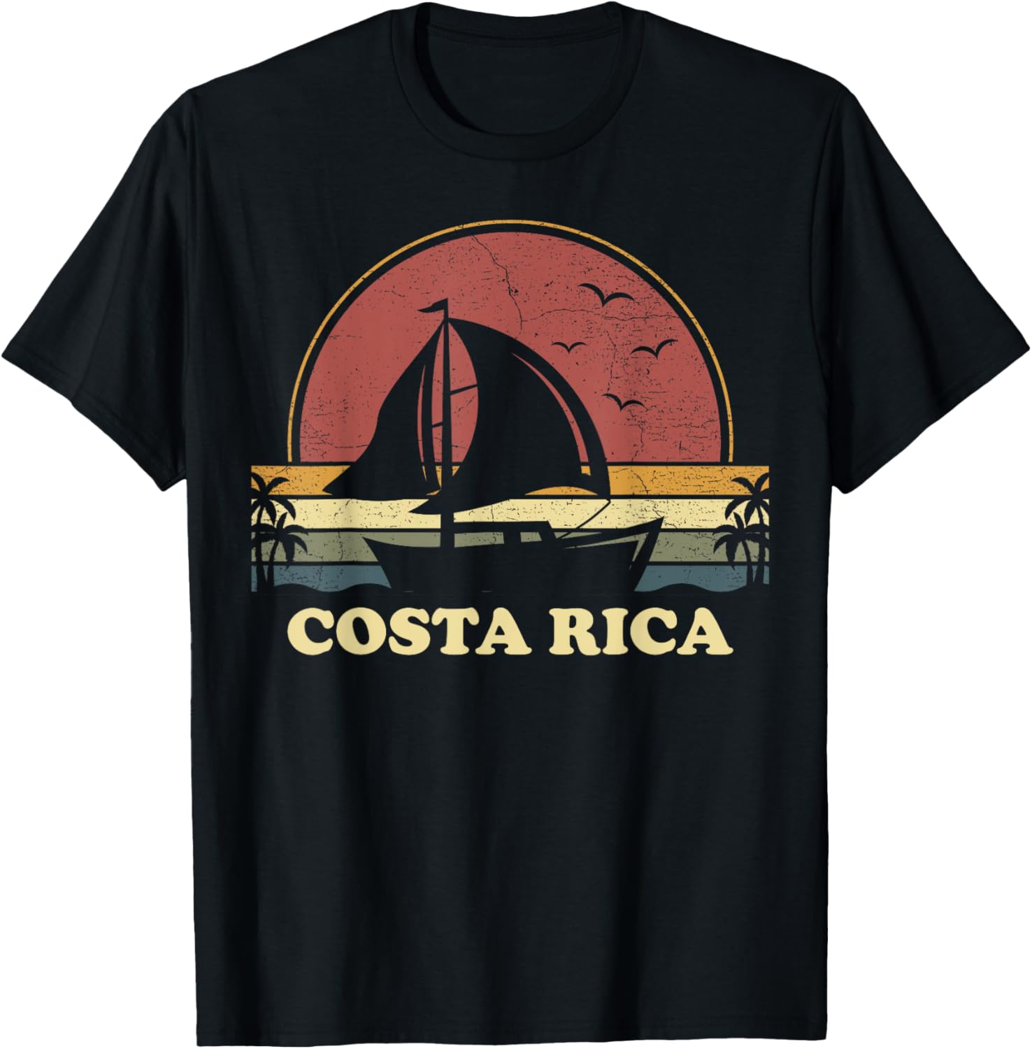 Vintage Costa Rica Sailing Sailboat Summer Boating Sailor