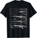 Grey American Flag Guns Vintage Patriotic Us Pro Gun T Shirt Women