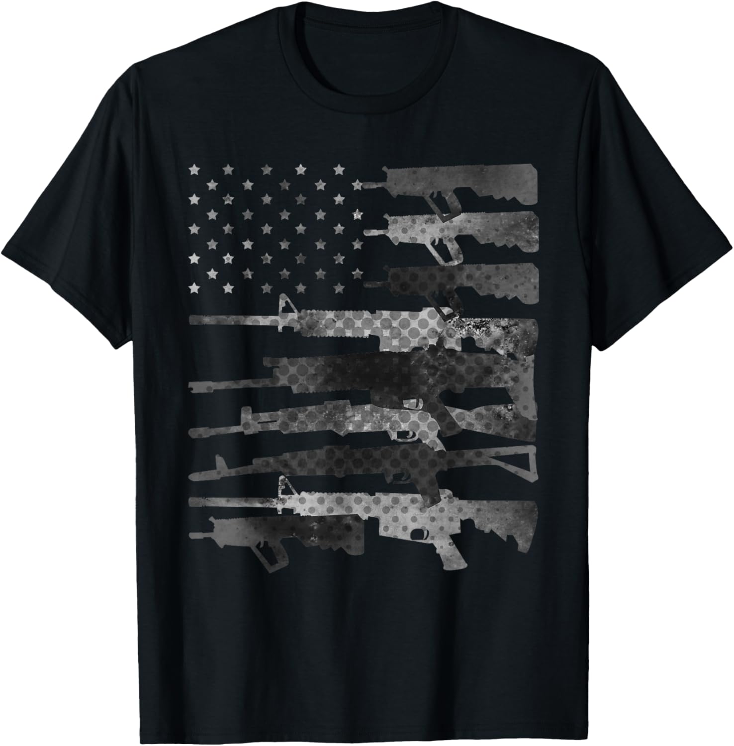 Grey American Flag Guns Vintage Patriotic Us Pro Gun T Shirt Women