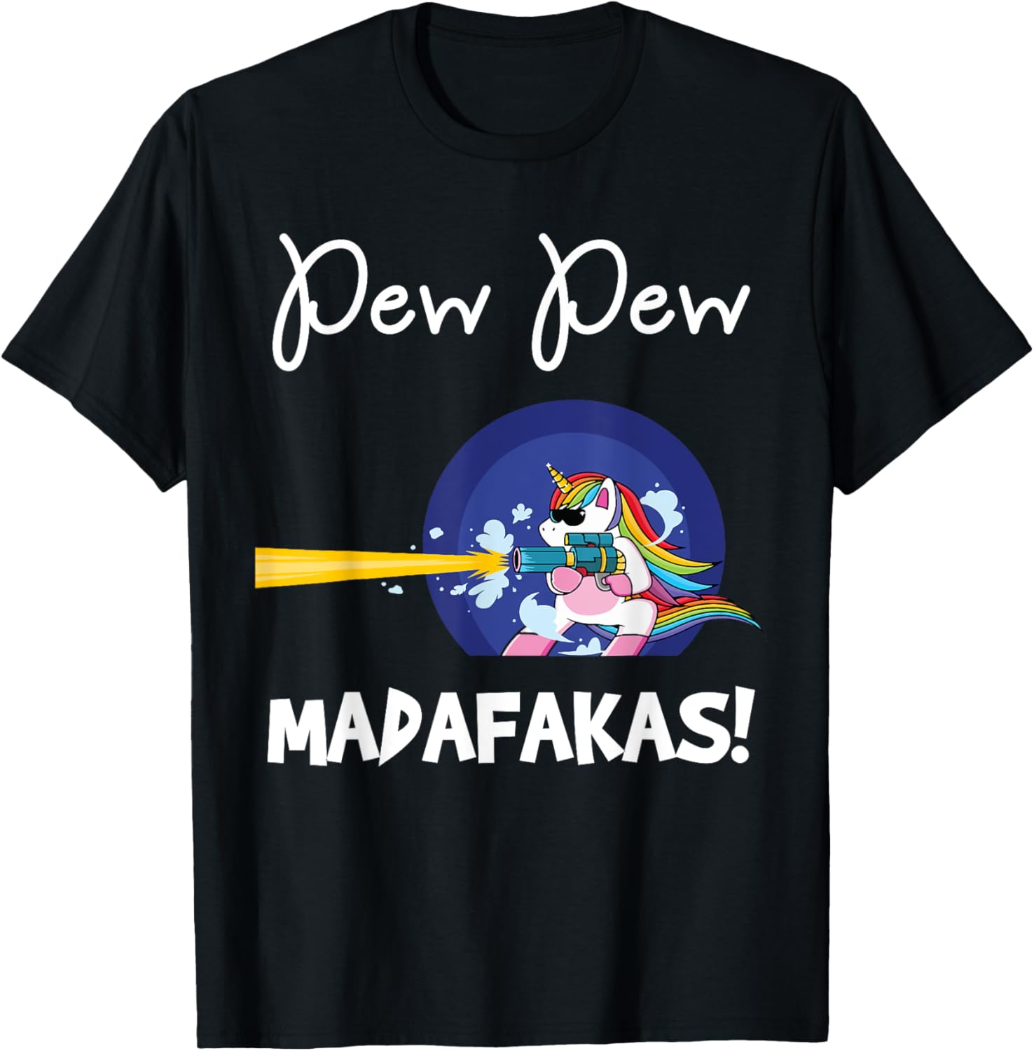 Pew Madafakas Funny Fantasy Unicorn With Gun White