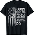 Mens Fun Grandpas With Pretty Granddaughter American Flag Guns