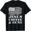 Jesus Coffee Guns Funny Christian Pro God Gun Usa Flag T Shirt