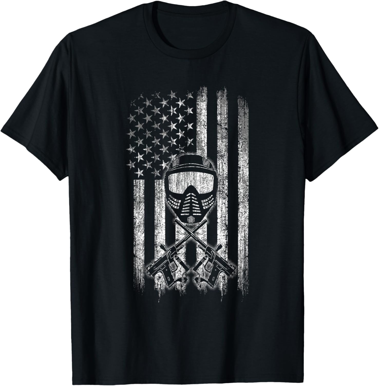 Paintball T Shirt American Flag Mask Crossed Guns Women Men