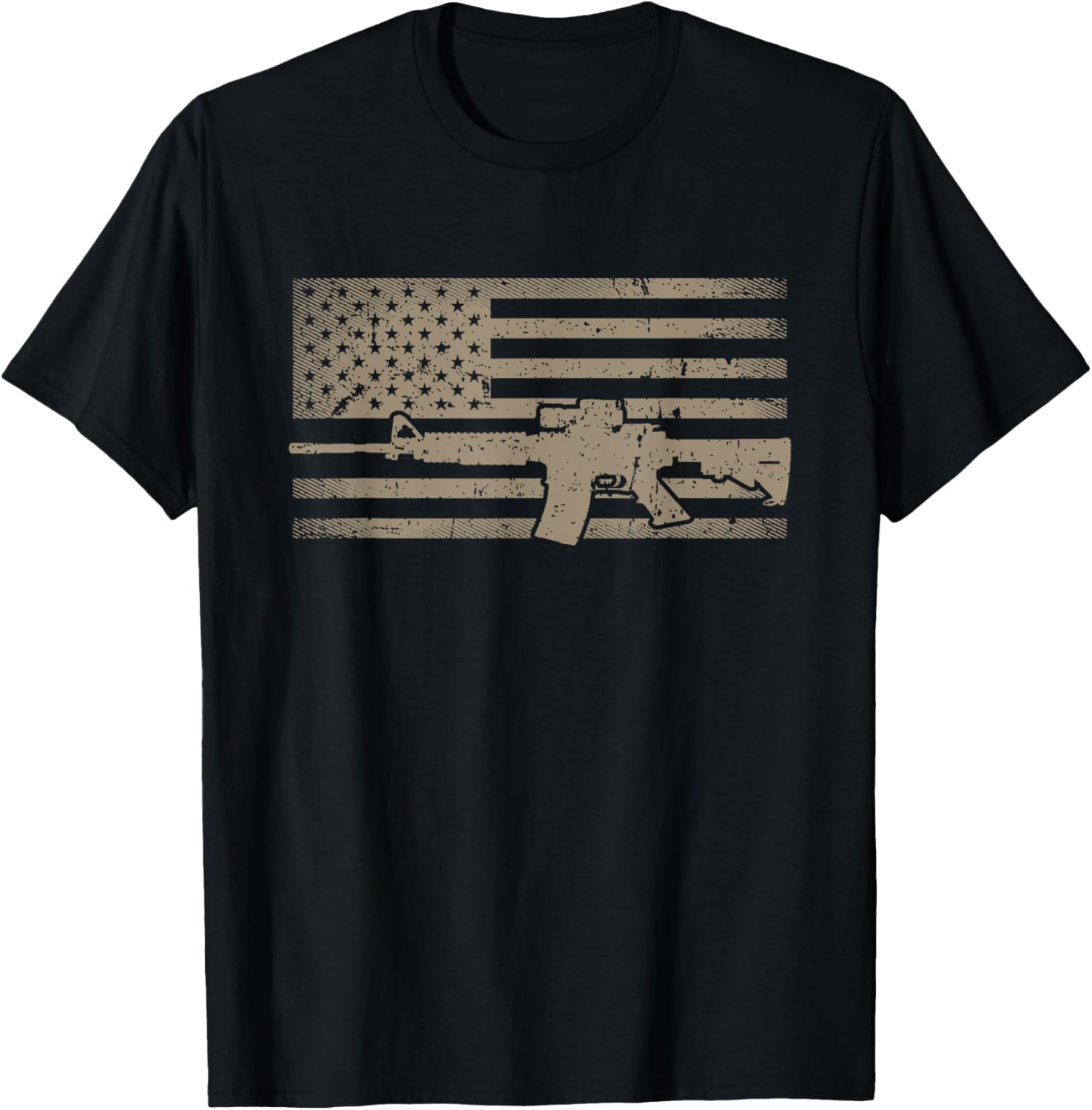 Distressed American Flag Ar15 Gun Lovers T Shirt Women Men