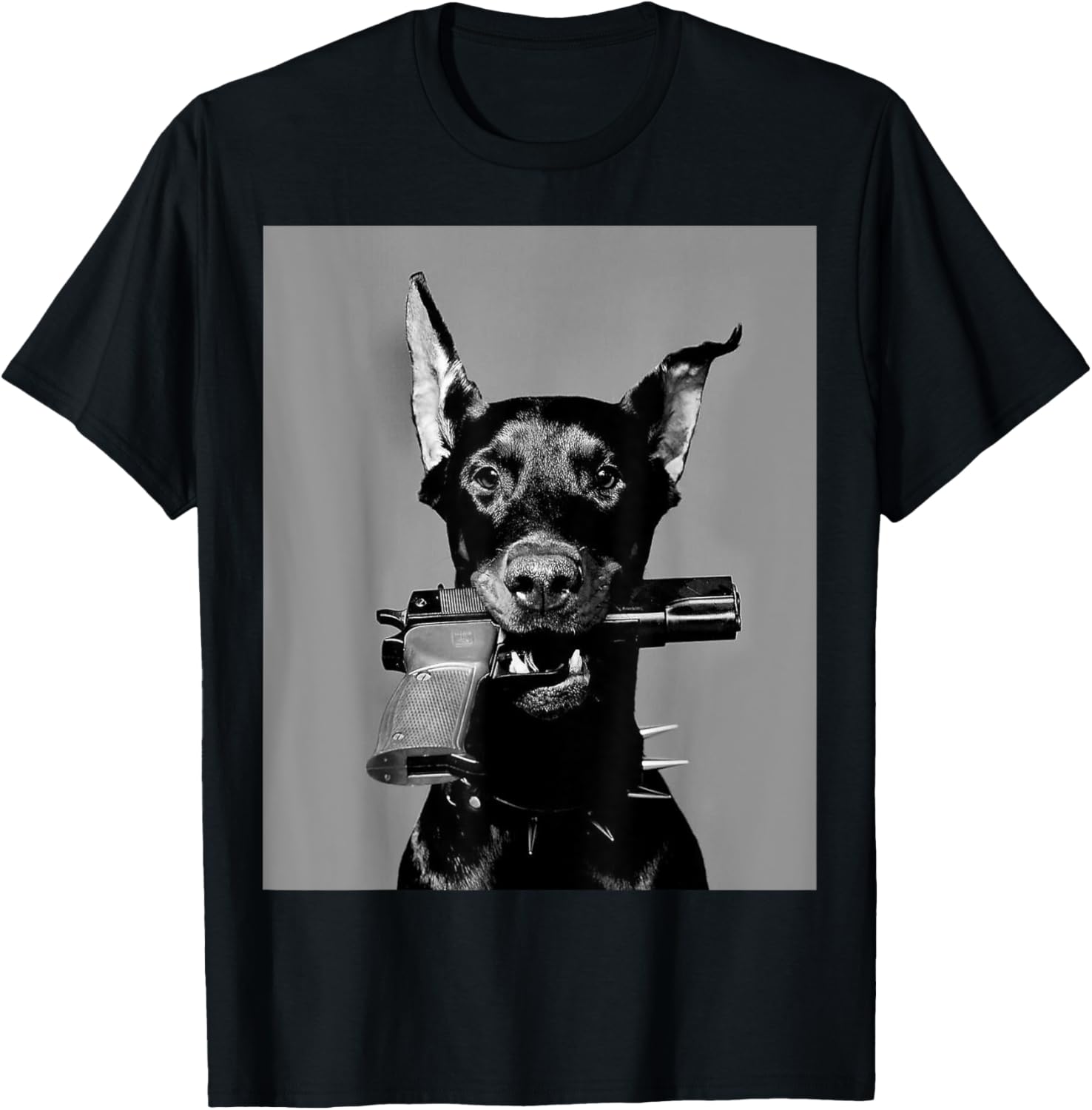 Dobermann Dog Holding A Gun Dobermann Breed Pinscher Dog