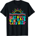 Boat Waves Sun Rays Lake Days Retro Summer