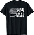 God Coffee Guns Freedom Funny Pro Gun Usa Flag T Shirt Women