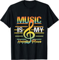 Music Is My Happy Place Musical Women Man Vintage