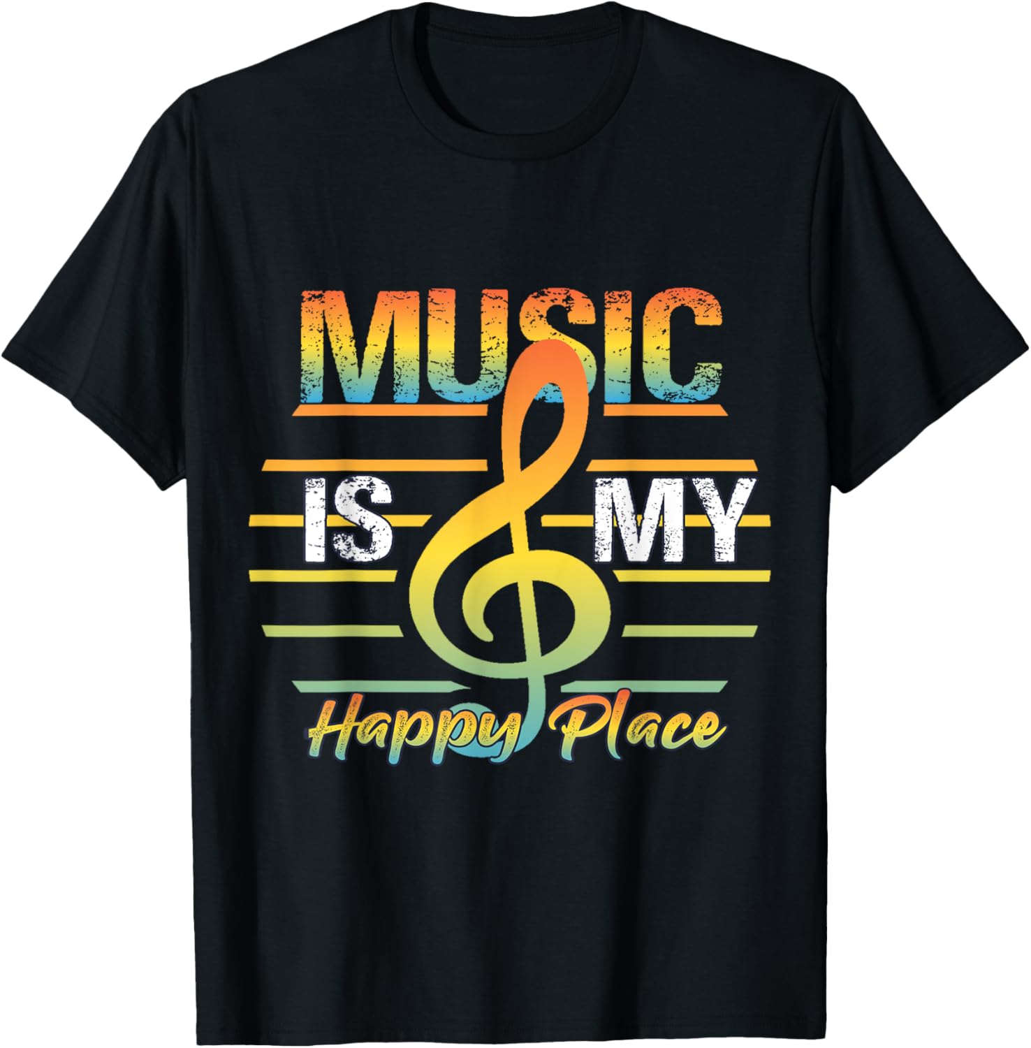 Music Is My Happy Place Musical Women Man Vintage