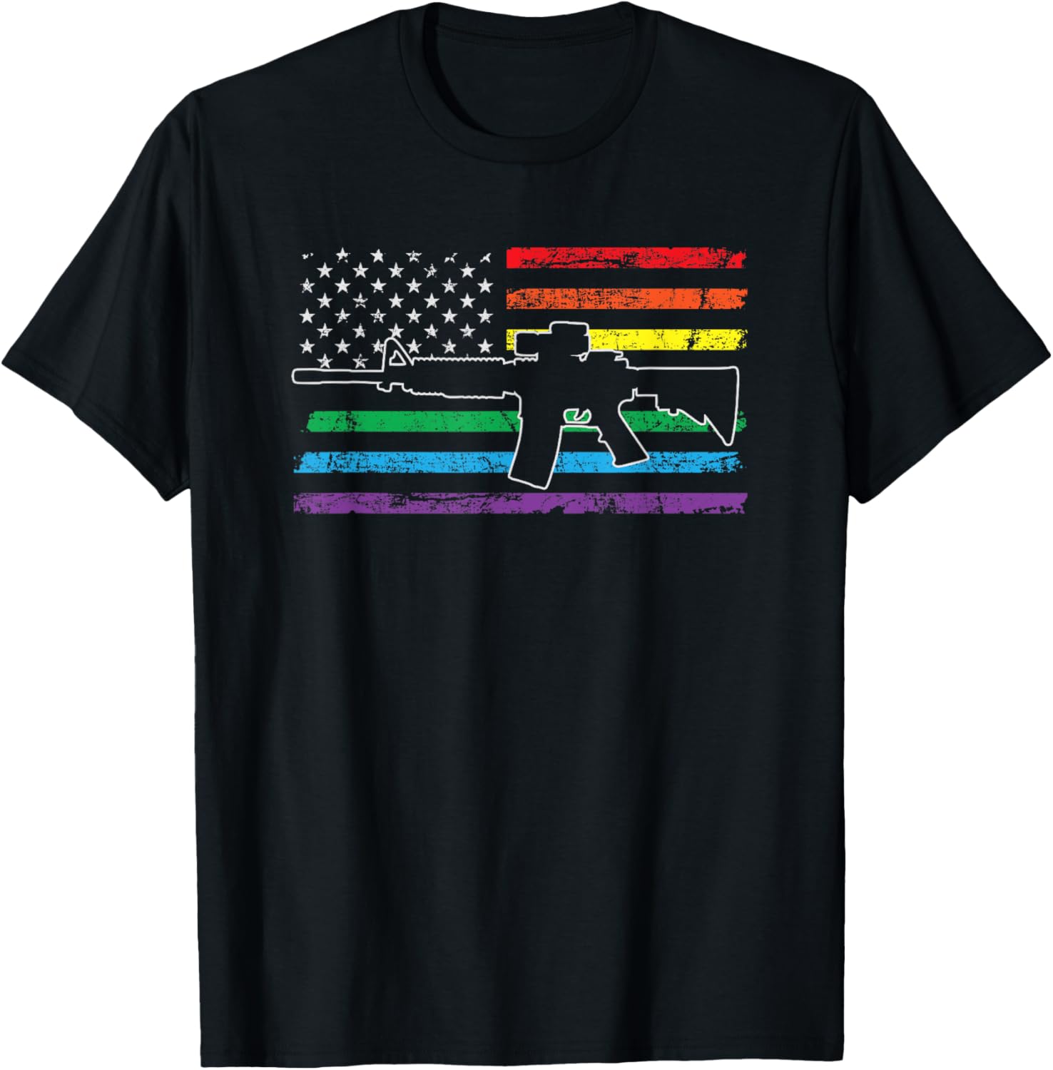 Rainbow Pro Gun American Flag Lgbt Gay Pride Ar15 Owner Women Men
