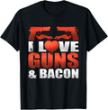 Gun T Shirt I Love Guns Bacon Breakfast Tee