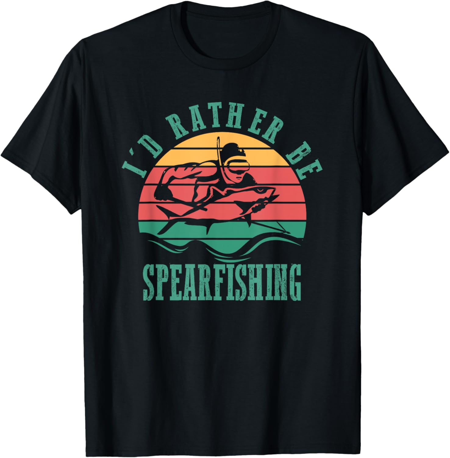 Id Rather Be Spearfishing Funny Retro Diver With Speargun