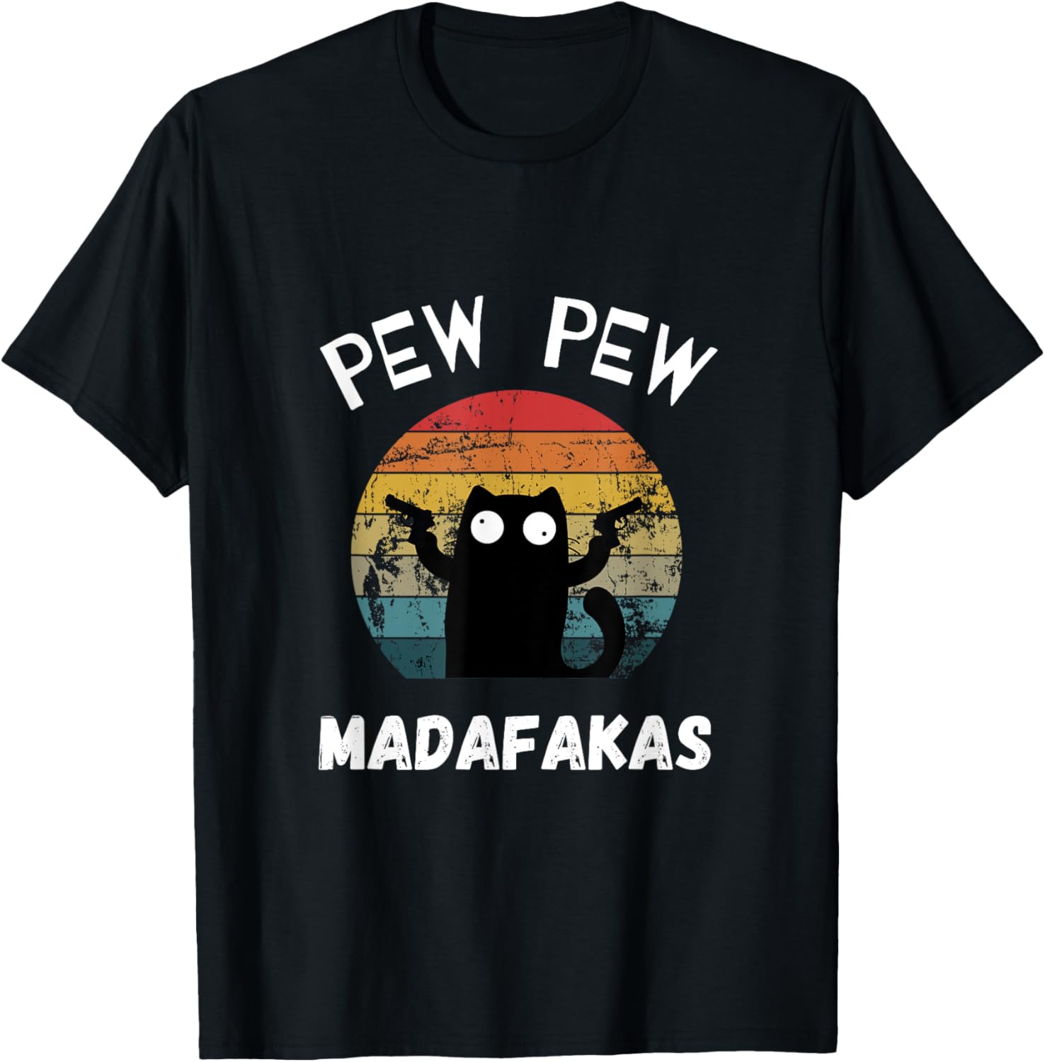 Vintage Pew Madafakas Funny Black Cat T Shirt Men Women