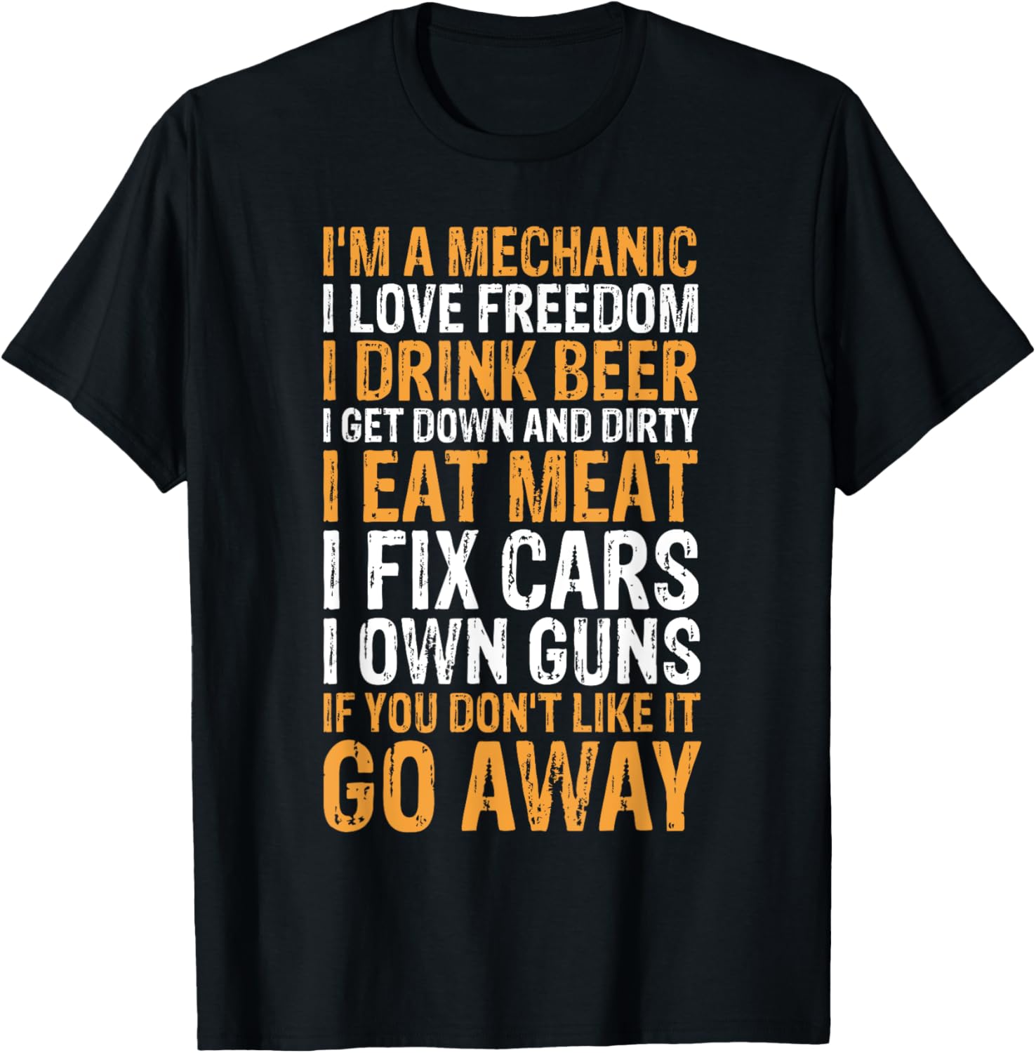 Mechanic Shirt I Love Freedom Beer Meat Cars Guns Men Tees