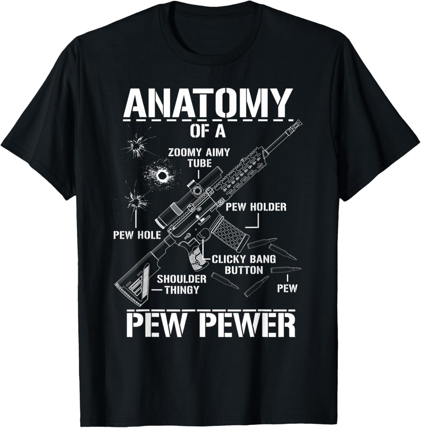 Mens Anatomy Of A Pew Pewer Rifle Funny Gun Husband