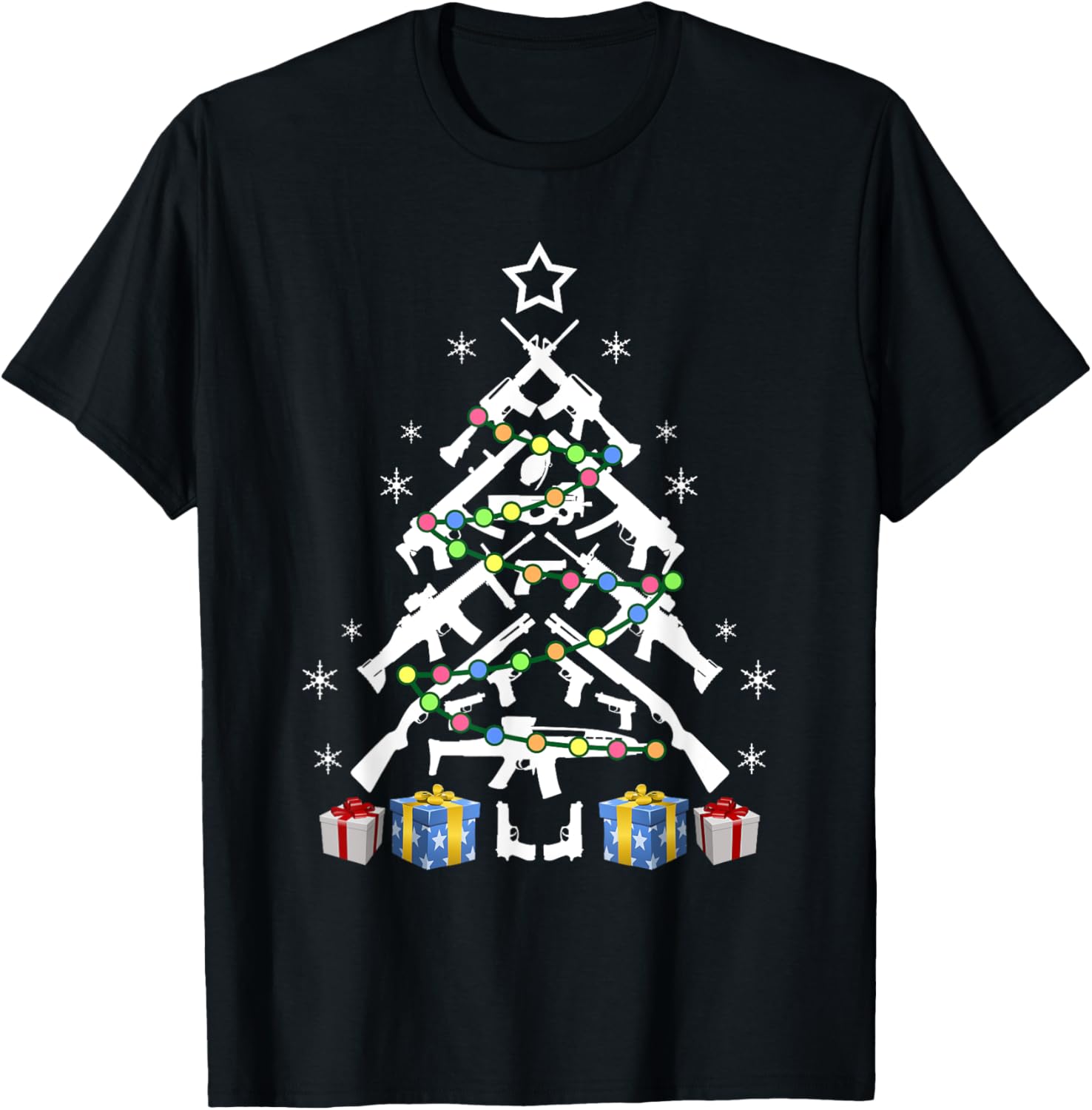Assault Rifle Handgun Gun Christmas Tree T Shirt