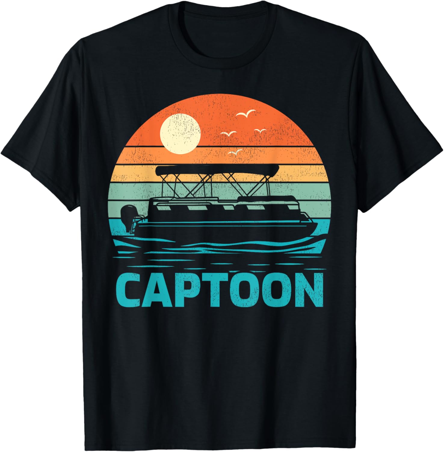 Vintage Boating Captoon Pontoon Boat Captain