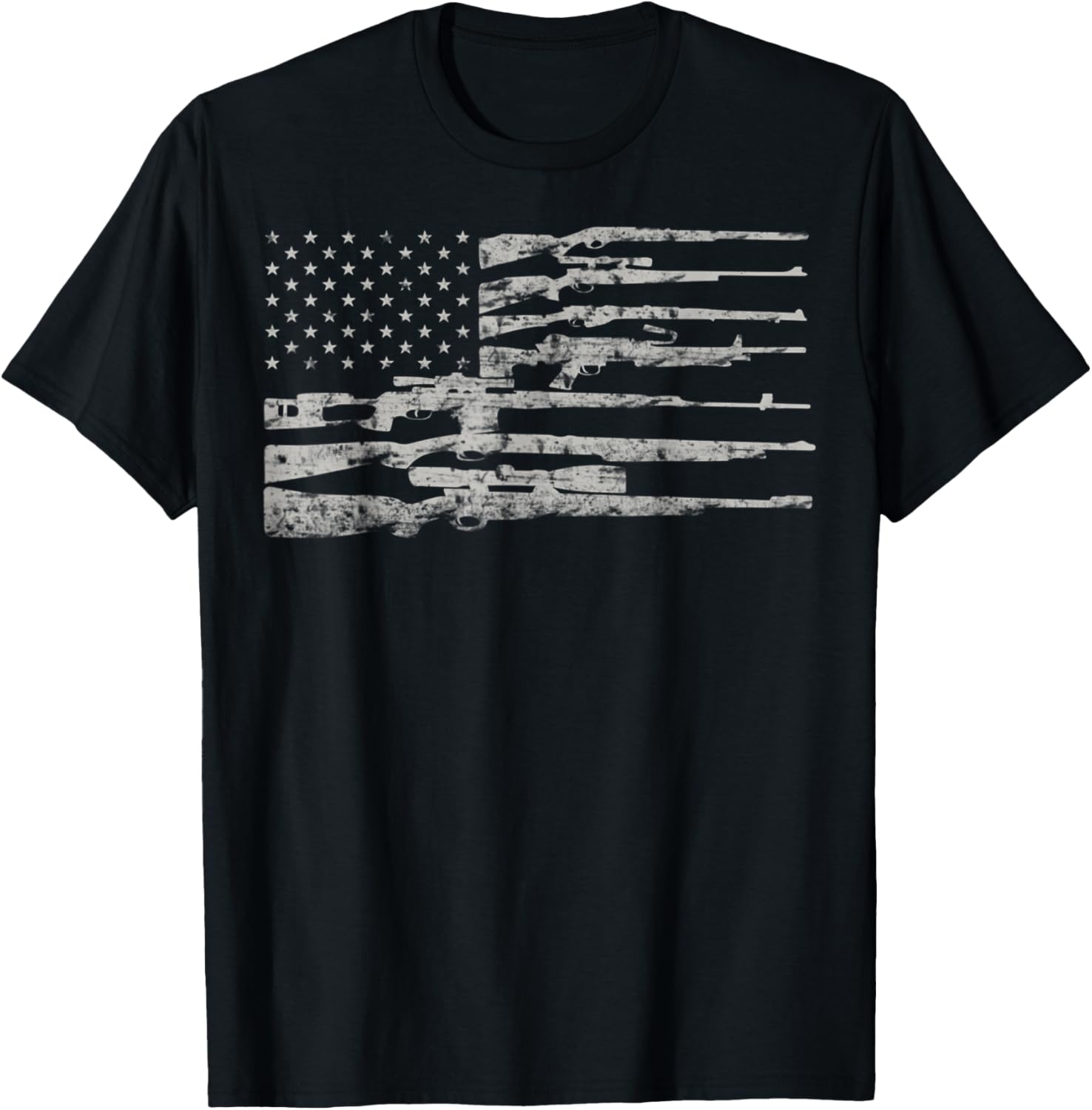 Big American Flag With Machine Guns 2A Flag T Shirt Women Men