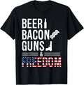 Beer Bacon Guns Freedom T Shirt Cool Usa Flag Tee Women Men
