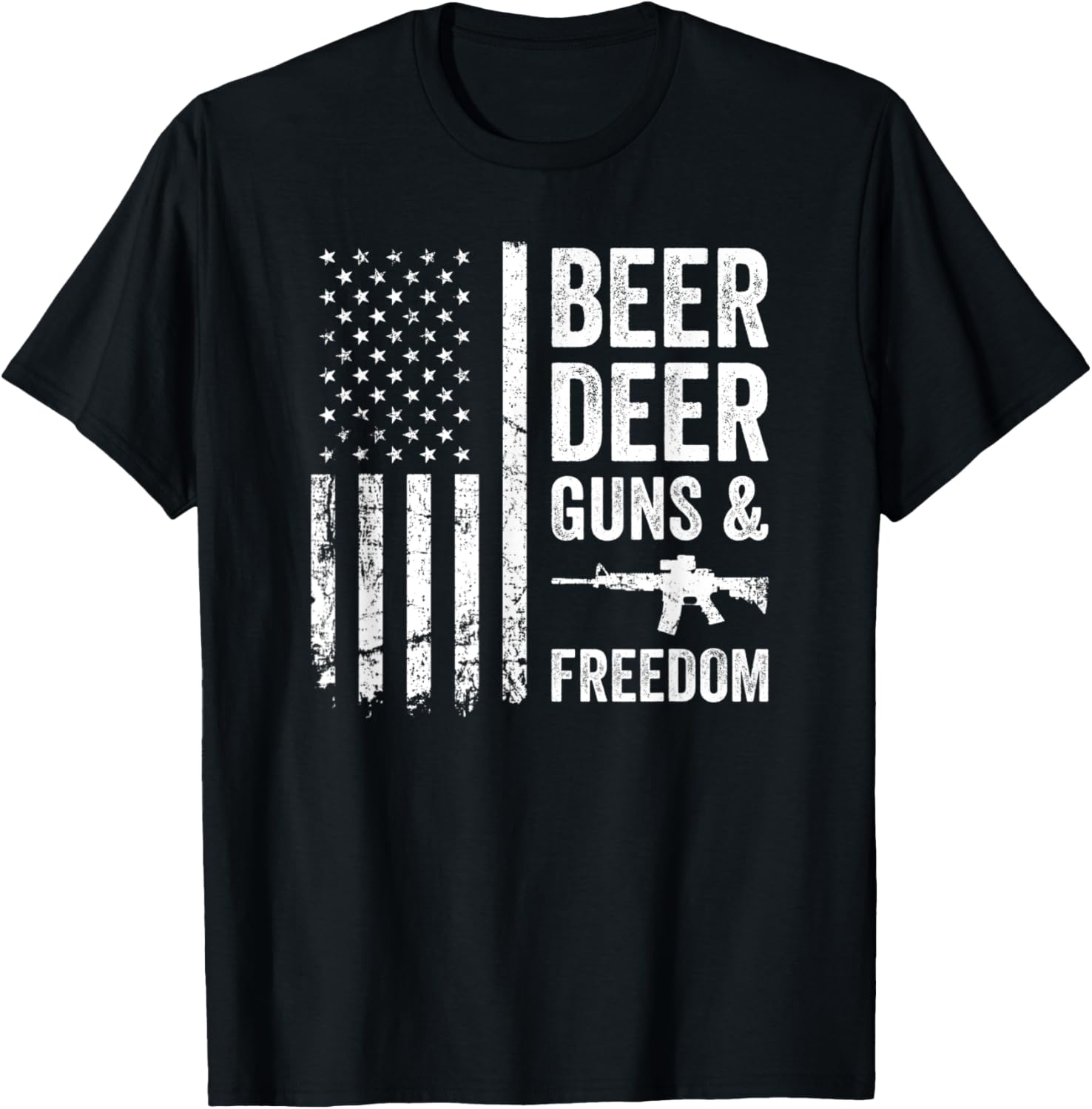 Beer Deer Guns Freedom Funny Usa Buck Hunting Gun Flag