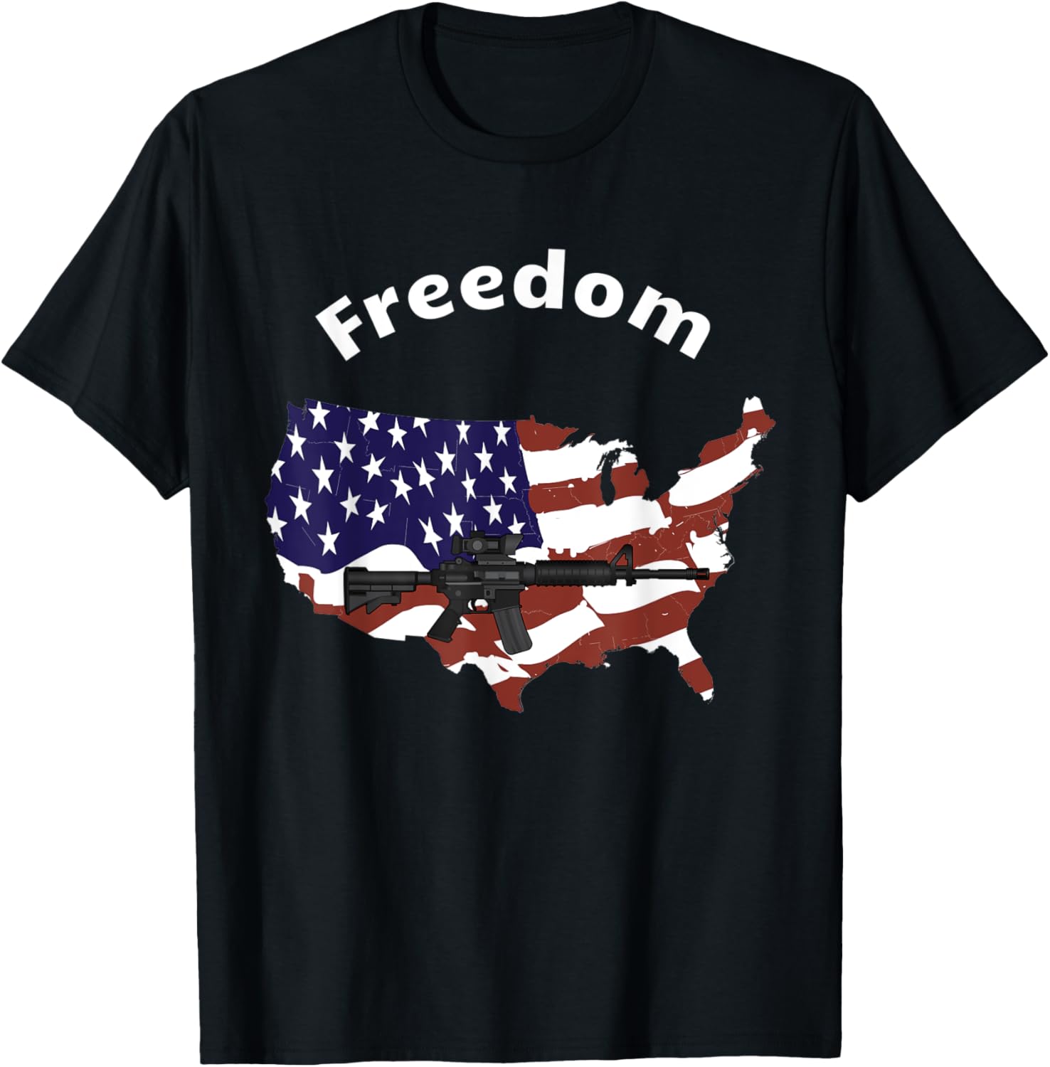 Usa Flag Freedom Gun Design T Shirt Women Men