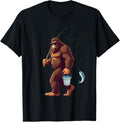 Bigfoot Fishing Funny Retro Sasquatch Fisherman Dad Men